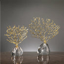 Escultura Coral Lux em Cristal Dourado - Velore Casa