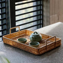 Bandeja Estilo Rattan com Alças para Servir, Decorar e Organizar - Velore Casa