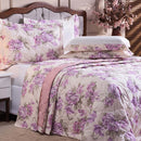 Kit Cobre Leito King Harmonia Floral Violeta - Dupla Face - 100% Algodão/ 250 Fios - 03 Peças - Velore Casa